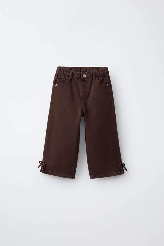 WIDE-LEG BOW JEANS - Brown de Zara - Imagen 0