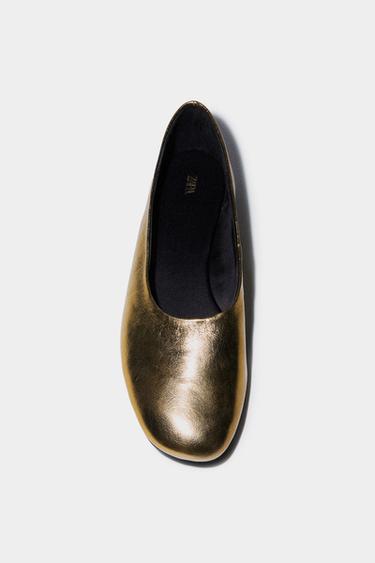 GIÀY BÚP BÊ DA HIỆU ỨNG TRÁNG GƯƠNG - Vàng Kim từ Zara