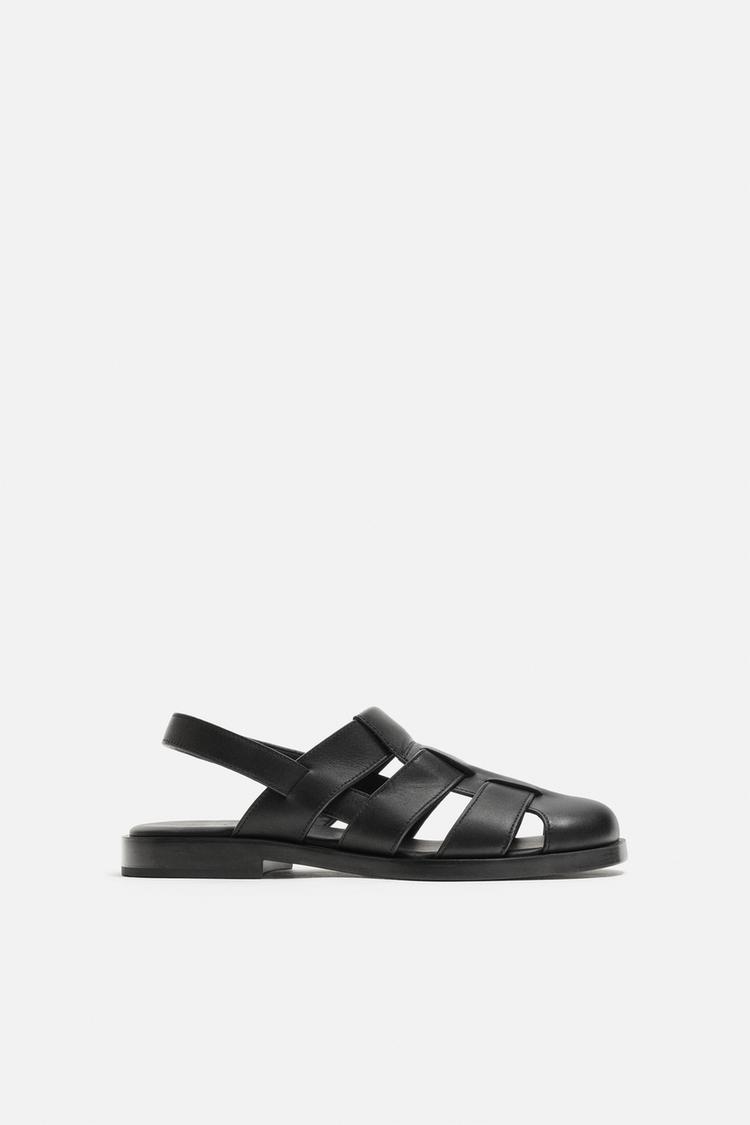 LEATHER CAGE SANDALS Black ZARA United Kingdom - Main Image
