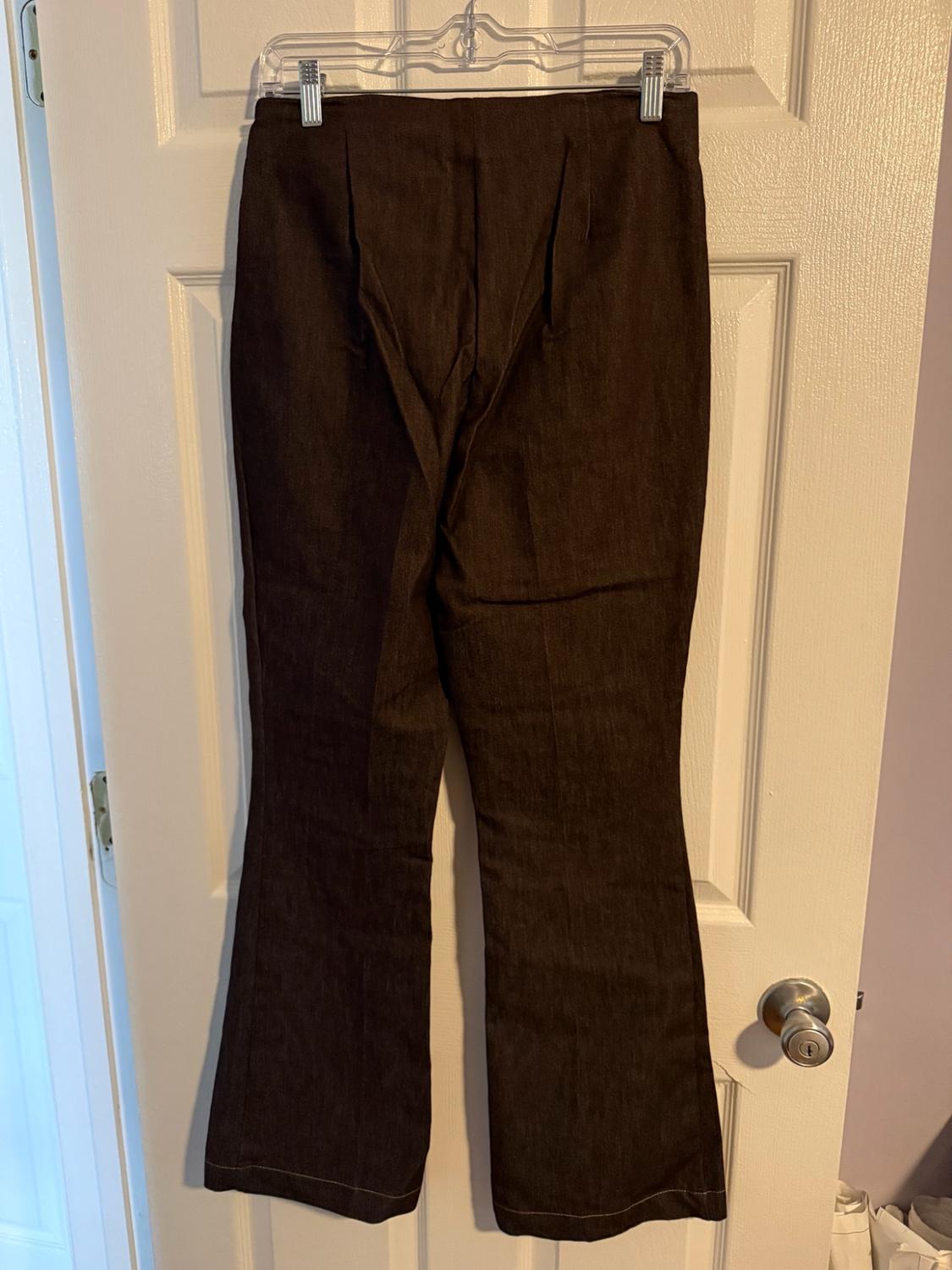 CONTRAST STITCH SEAM FLARE PANTS - Image 6
