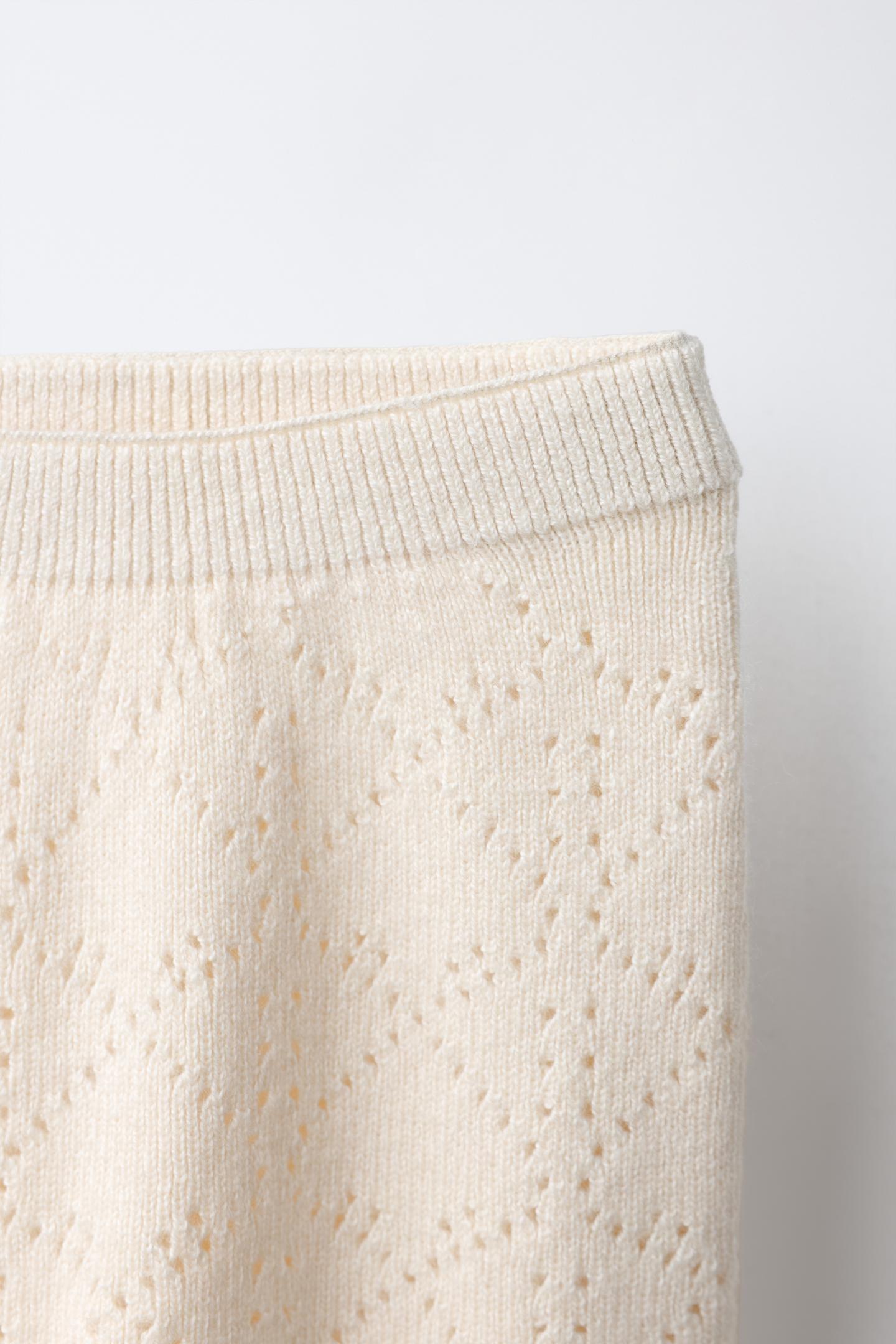 Детские леггинсы Zara Open-Knit Wool and Cashmere, цвет: Светлый бежевый — фото 3
