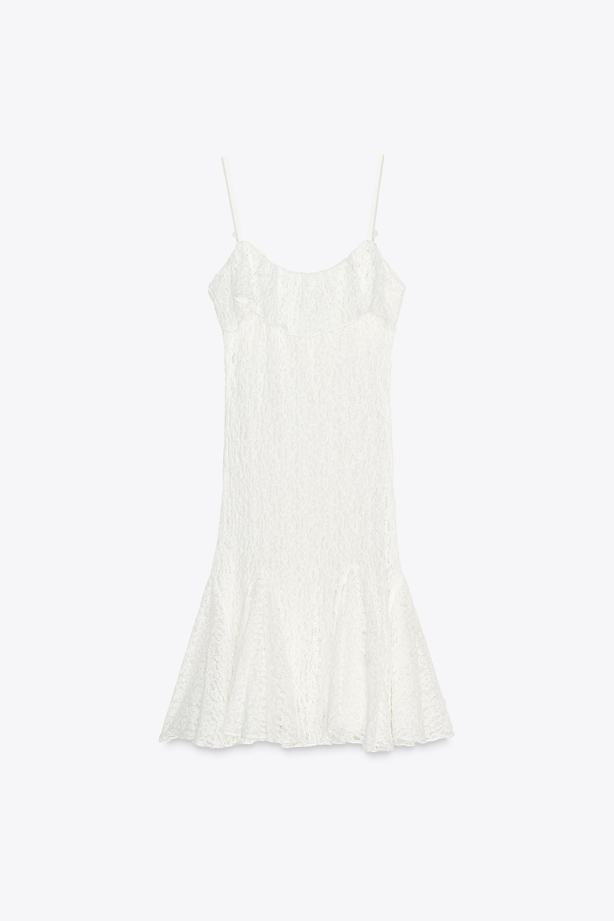 【ZARA】ゴデットヘムレースショートワンピース 6050/338/250 ゴデットヘムレースショートワンピース - ホワイト | ZARA Japan
