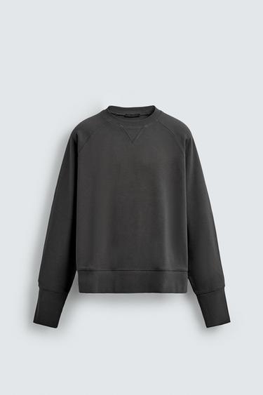 WASHED CREW NECK SWEATSHIRT - Anthracite grey by Zara - Image 0