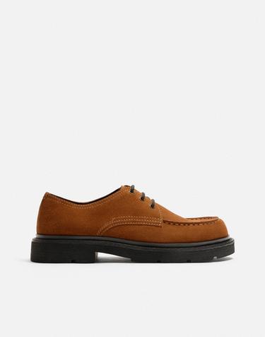 LEATHER WELTED SHOES - Brown by Zara