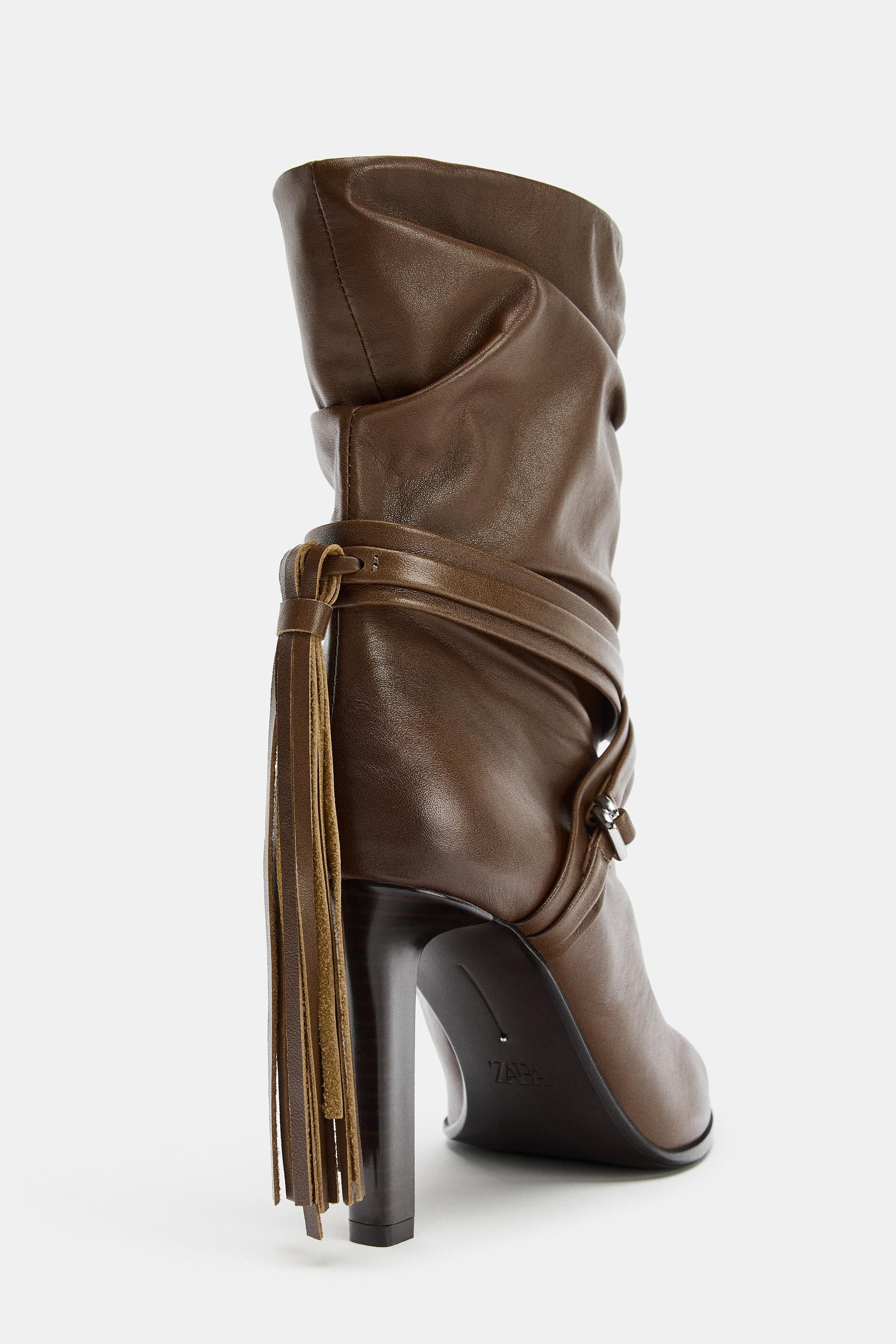 FRINGED LEATHER ANKLE BOOTS