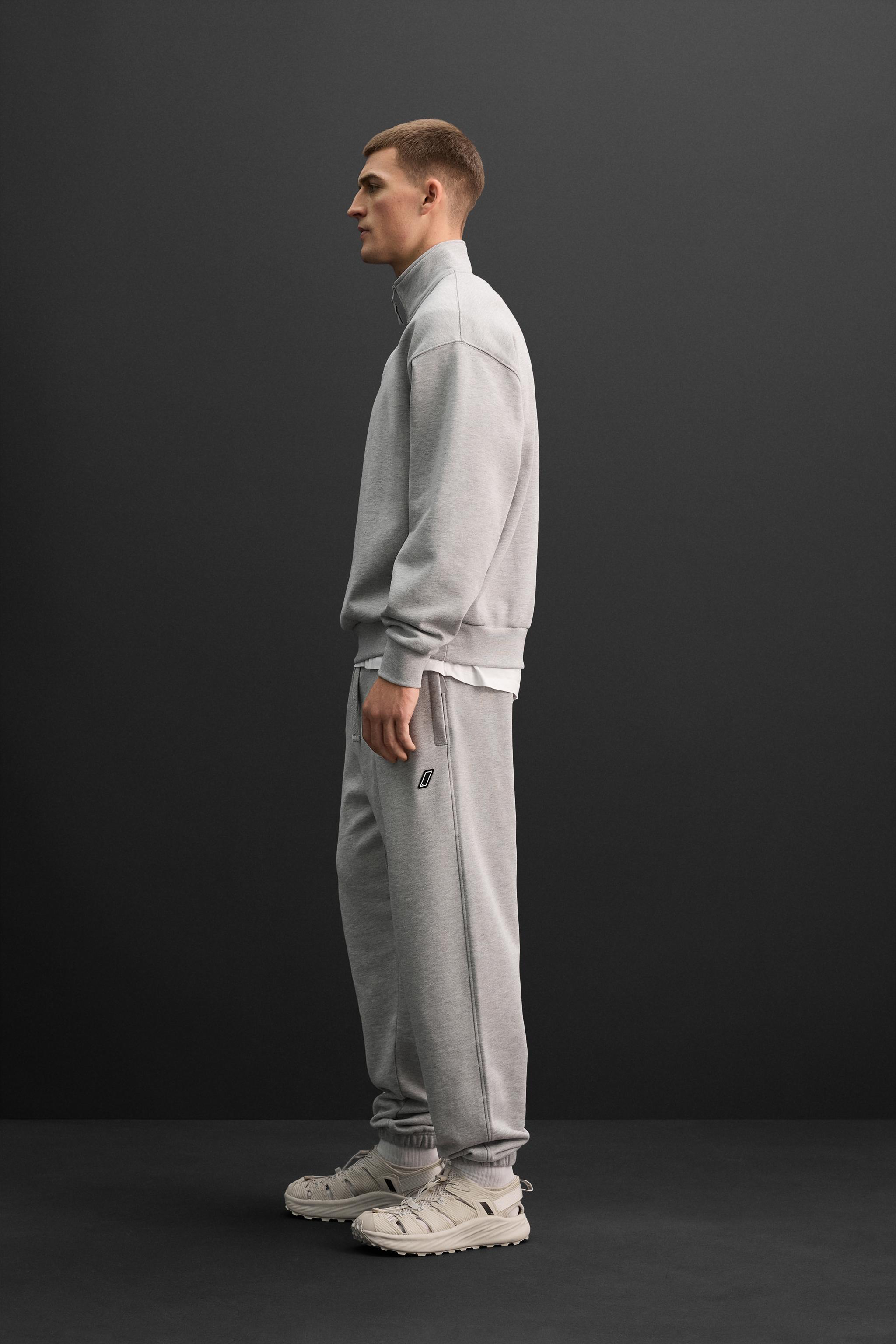ジッパー付きハイネックスウェットシャツ - グレーマール | ZARA