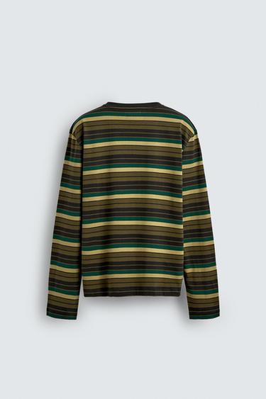 STRIPED JACQUARD T-SHIRT - Khaki by Zara - Image 7