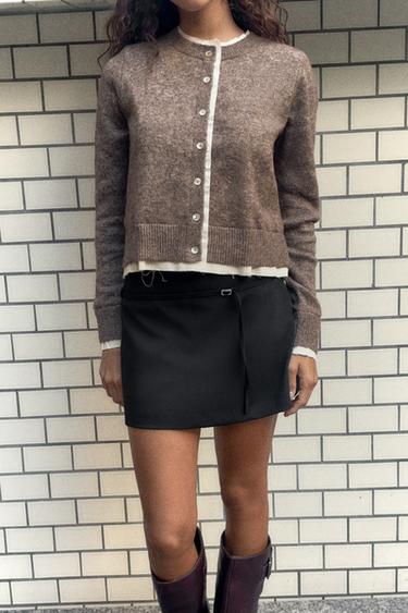 FALDA PANTALÓN CINTURÓN - Negro de Zara