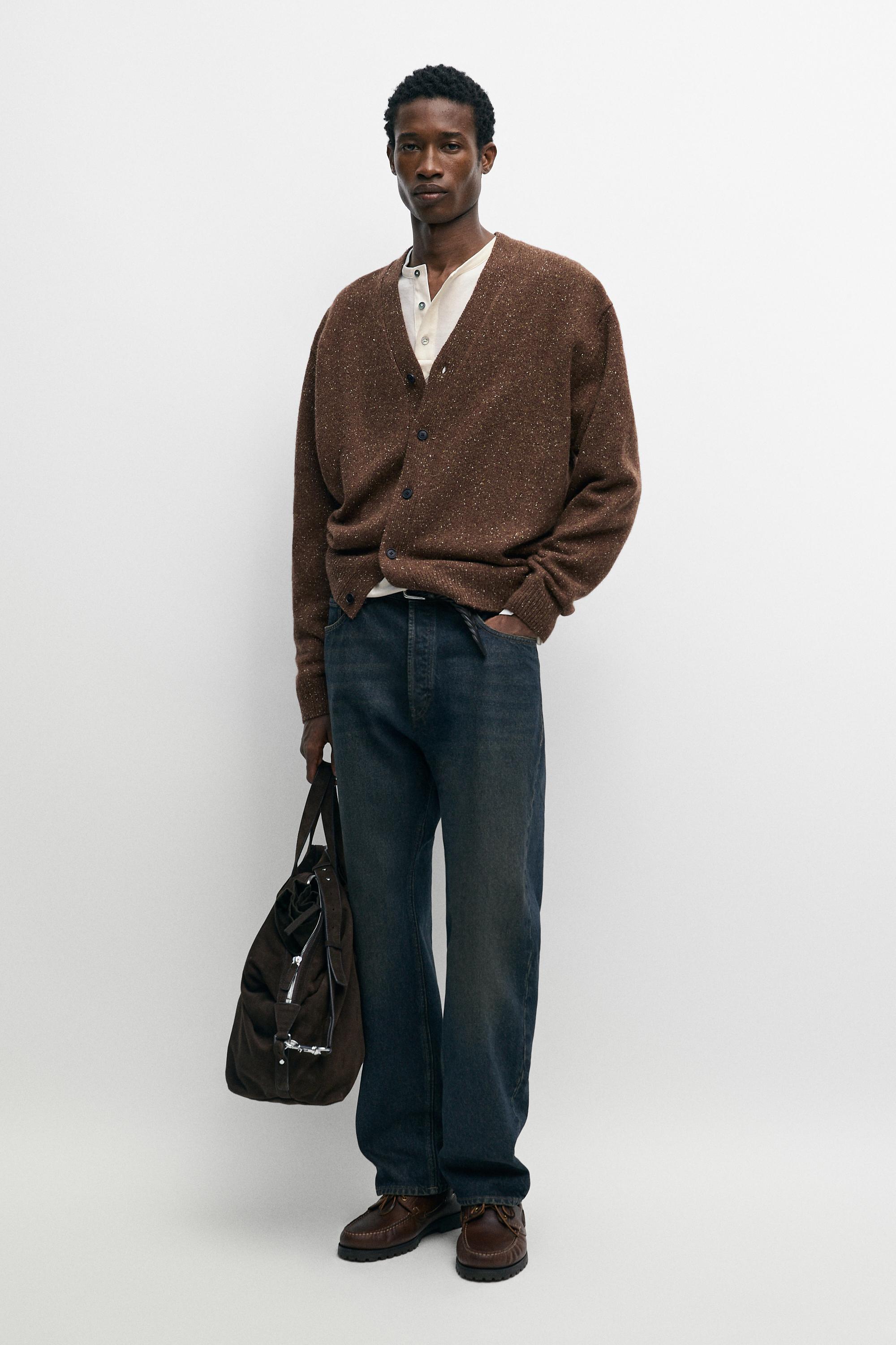 Marled knit cardigan with wool - taupe brown | ZARA Canada