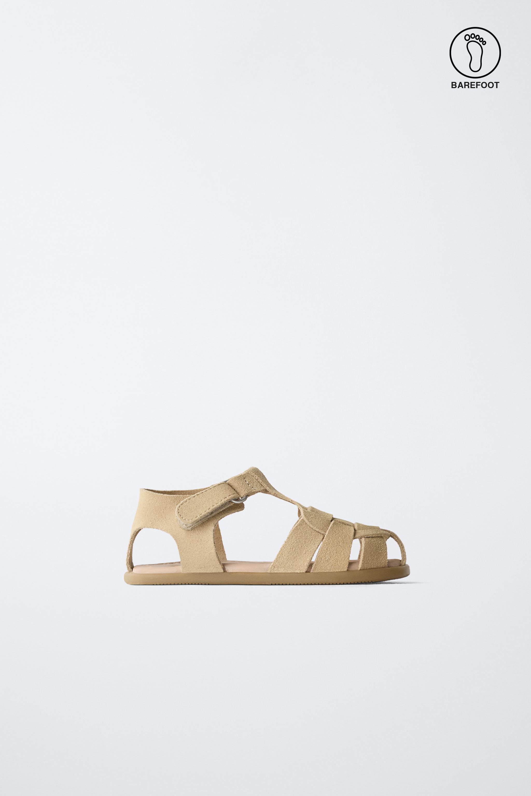 LEATHER BAREFOOT FISHERMAN SANDALS — Sandy Brown