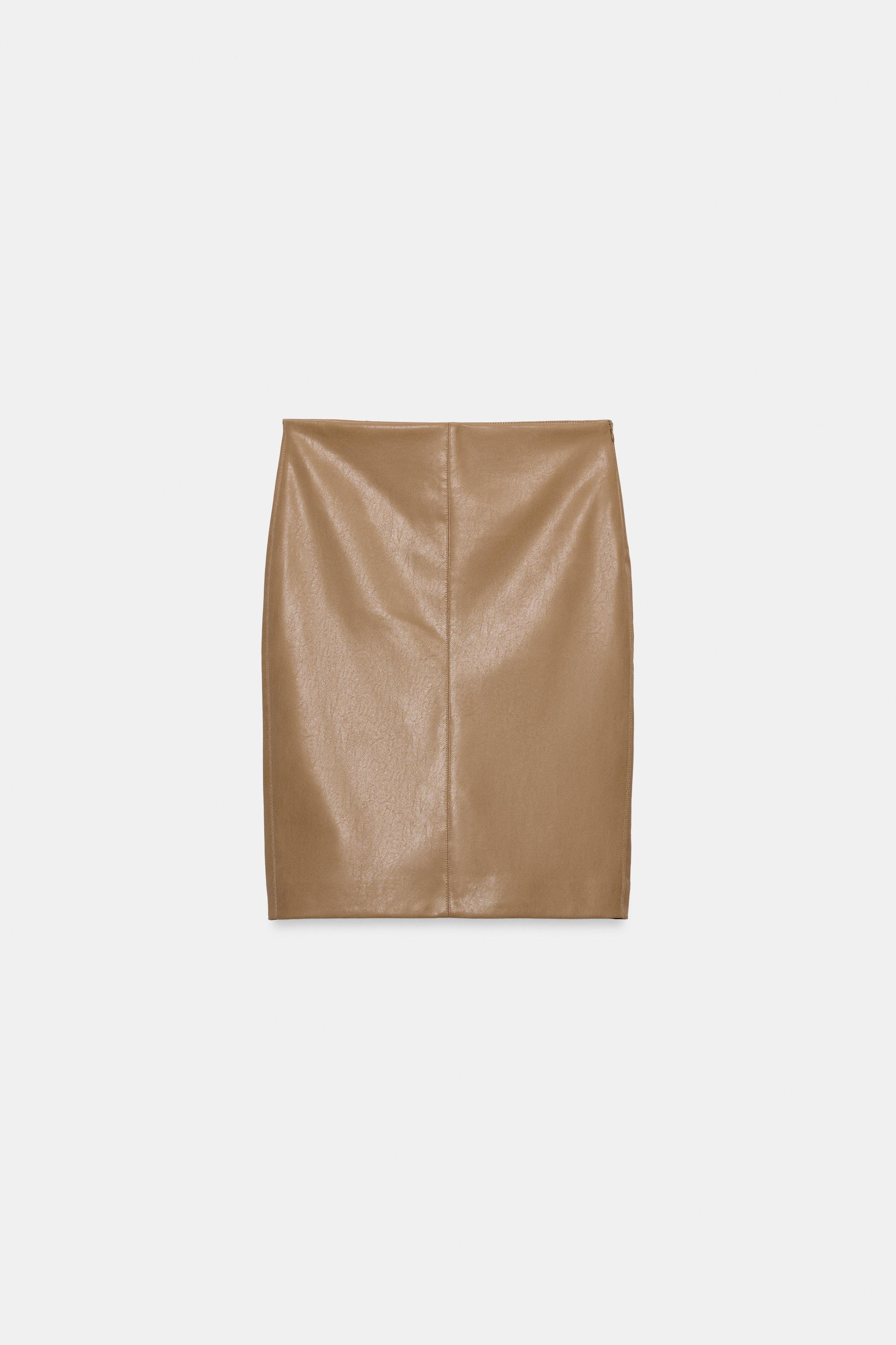 Женские юбки Zara FAUX LEATHER MIDI SKIRT — фото 5
