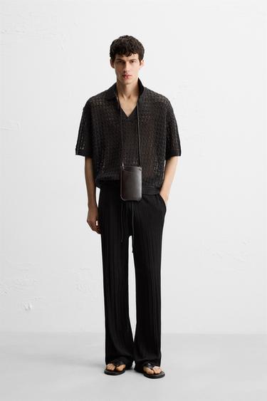TEXTURED KNIT TROUSERS - Black by Zara