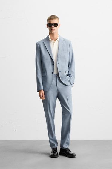 Zara WOOL-BLEND TEXTURED SUIT - Dark salmon