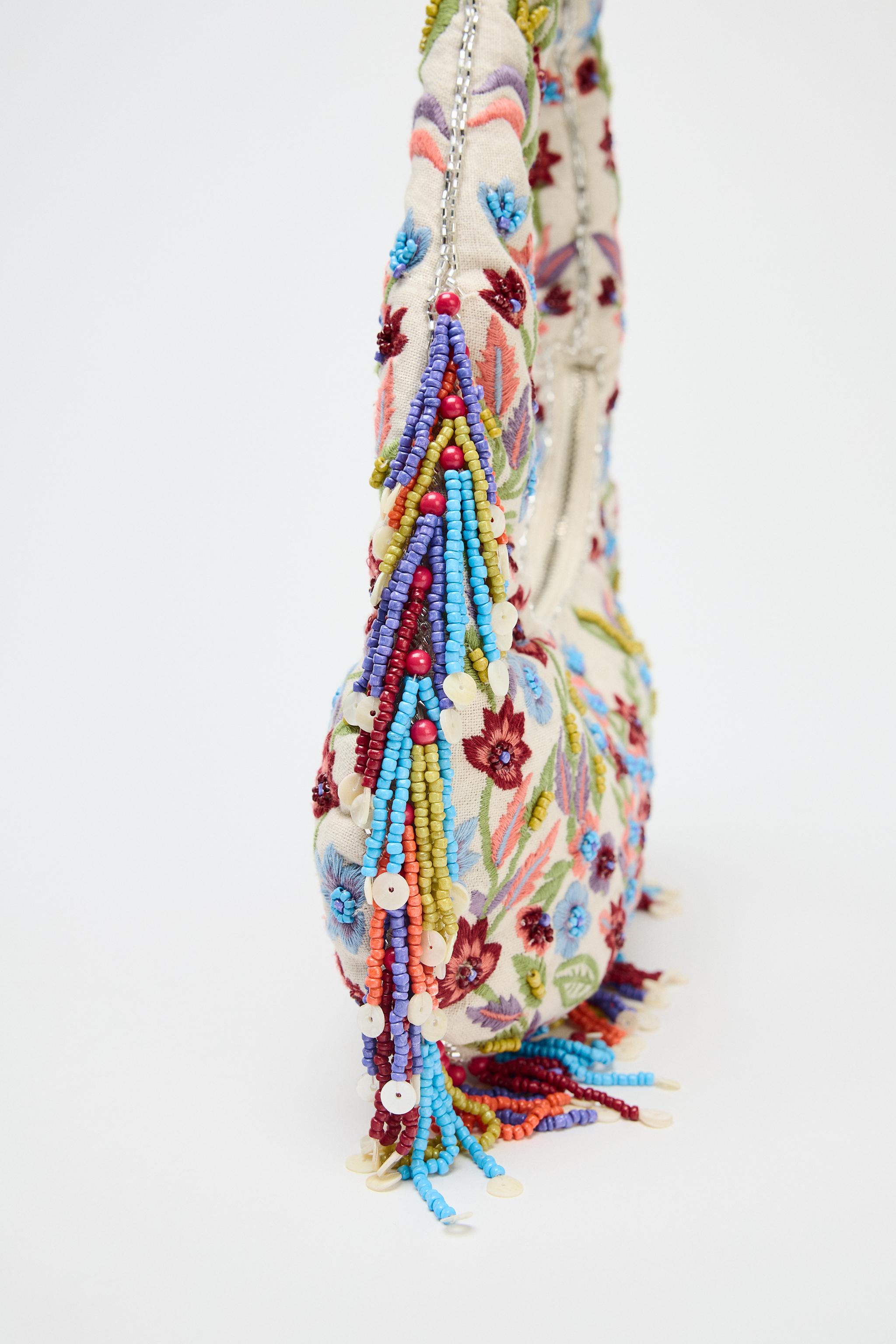 花柄刺繍入りオーバルバッグ - マルチカラー | ZARA Japan / 日本