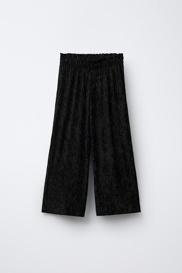 PANTALÓN CULOTTE VELVET BRILLOS - Negro de Zara - Imagen 0