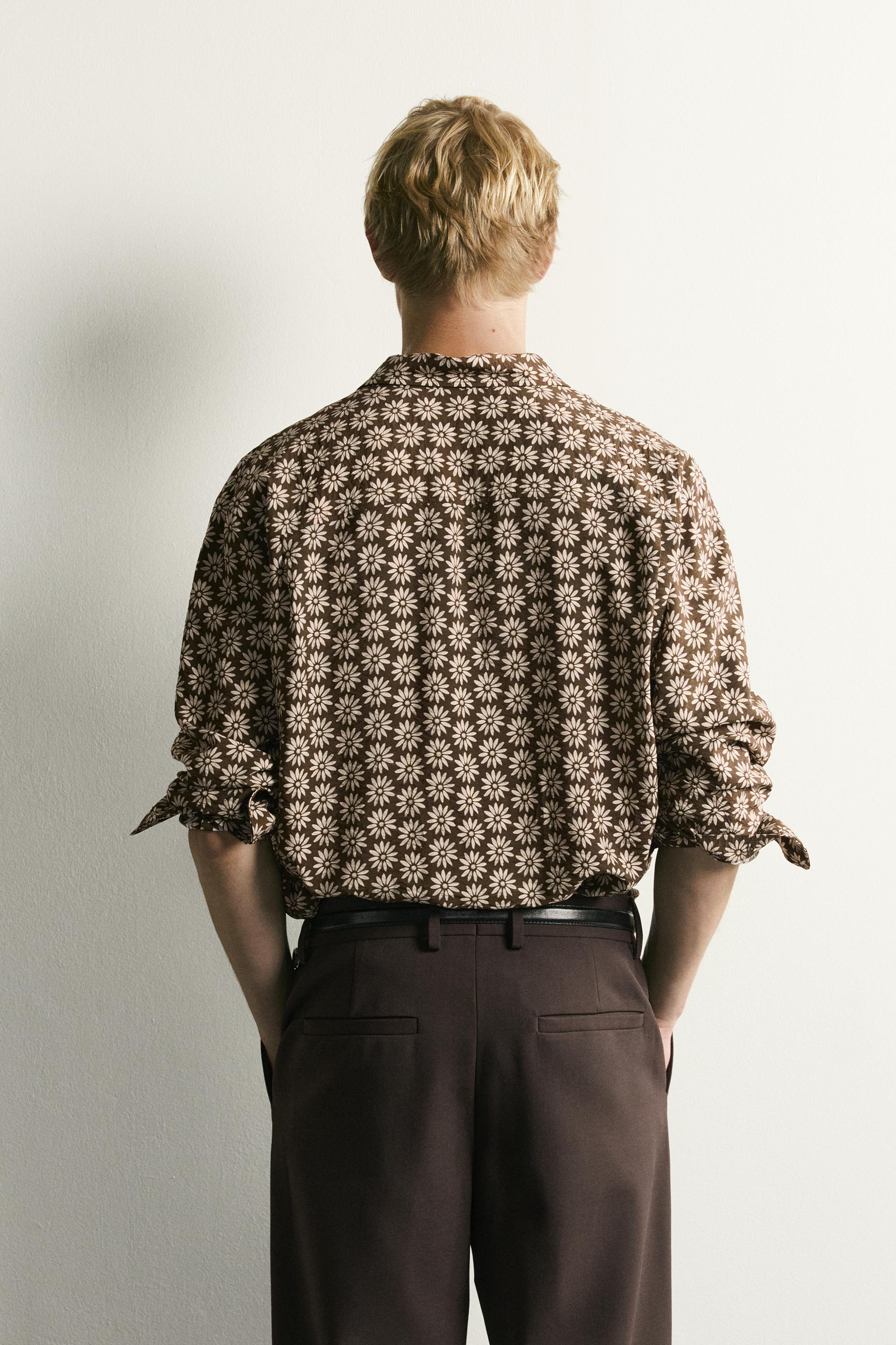 Мужские рубашки Zara DAISY PRINT FLOWY SHIRT — фото 3