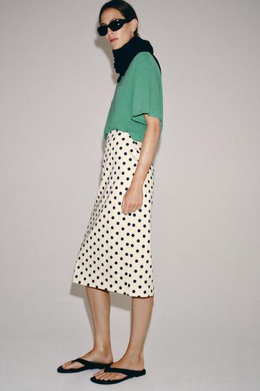 ZW COLLECTION POLKA DOT PENCIL SKIRT - Ecru / Black by Zara - Image 4