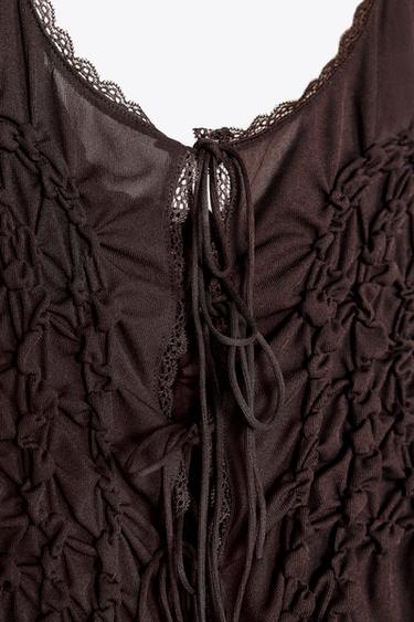 TOP À PLIS ET NŒUDS - Chocolat de Zara - Image 5