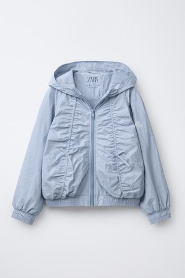 Zara 尼龍褶皺蝴蝶結夾克 - 淡藍色 - 圖片 0