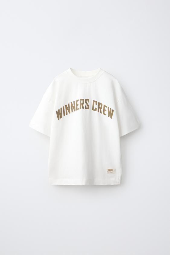 CAMISETA ESTAMPADO TEXTO - Blanco roto de Zara - Imagen 0