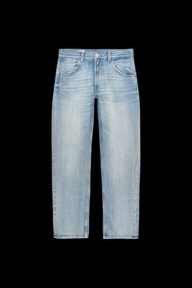 Zara TRF MID-RISE STRAIGHT LEG BELT LOOP JEANS - Blue