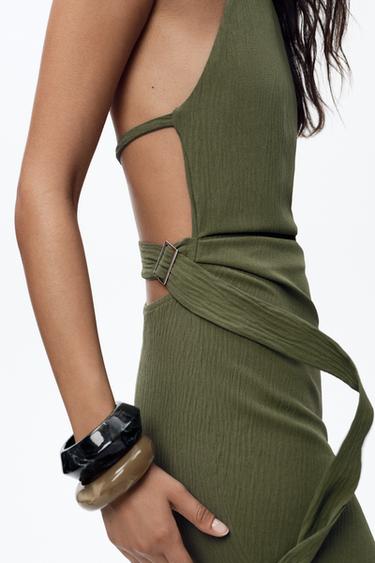TEXTURED HALTER DRESS - Green by Zara - Image 2