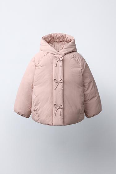 ВОДОВІДШТОВХУЮЧА СТЬОБАНА КУРТКА З БАНТИКАМИ - Рожевий Zara - Зображення 0