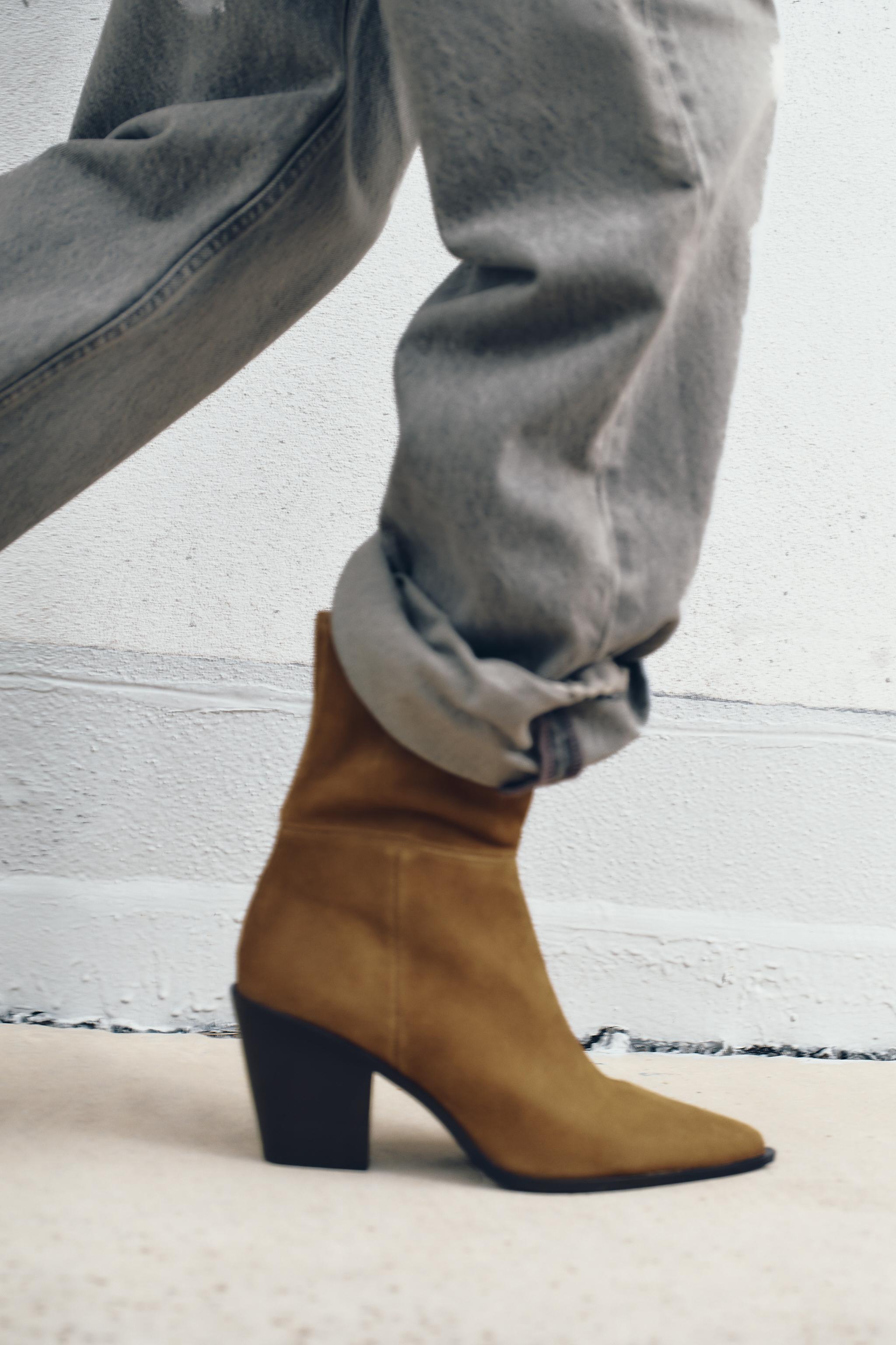 Leather heeled ankle boots zara best sale