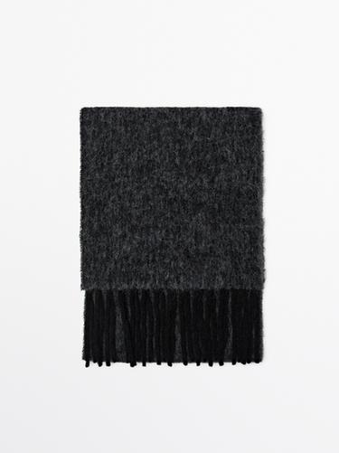 Écharpe maille alpaga à franges - Noir de Zara - Image 0