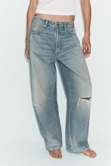TRF MID-WAIST BAGGY BALLOON JEANS - Sky blue by Zara