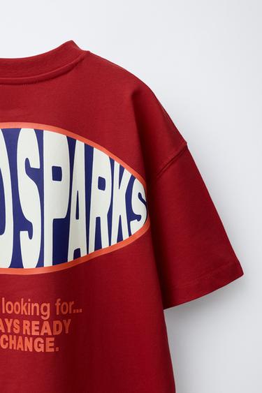 T-SHIRT LOGO EN RELIEF - Rouge vif de Zara - Image 3
