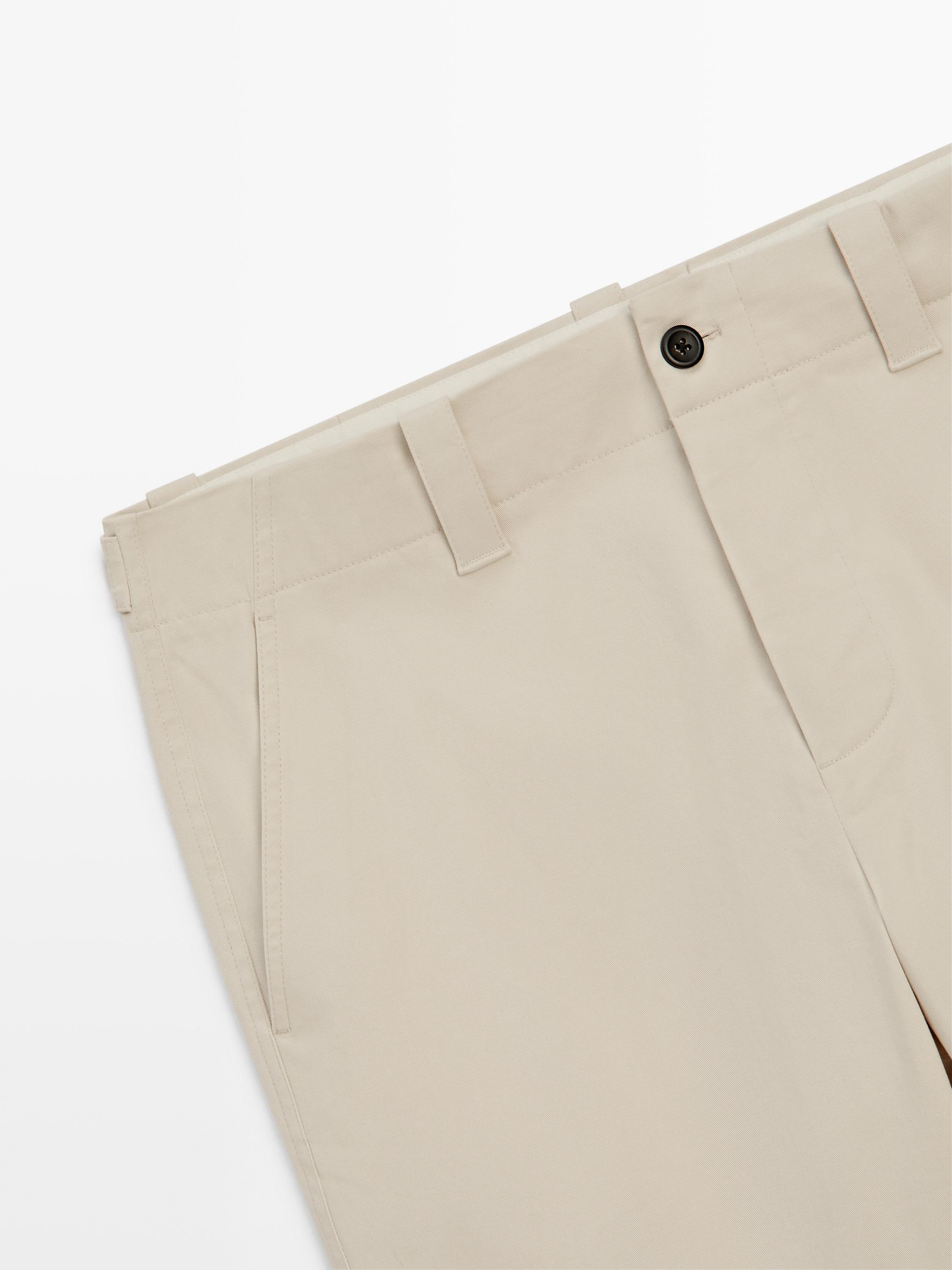 Cotton blend pants with waist detail