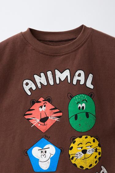 T-SHIRT À IMPRIMÉ ANIMALIER - Chocolat de Zara - Image 2