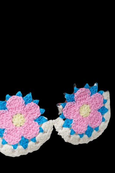 FLORAL CROCHET KNIT BERMUDA SHORTS - Ecru by Zara