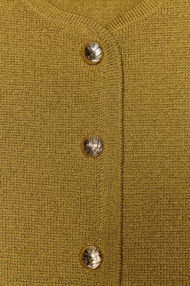 KNIT CARDIGAN WITH GOLDEN BUTTONS - Pistachio by Zara