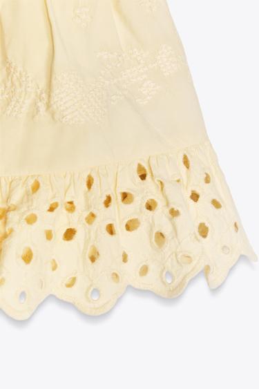 TOP POPELINE BRODÉ - Crème de Zara - Image 7