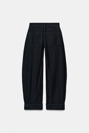 JEANS ZW COLLECTION STRIPED BALLOON TIRO MEDIO JACQUARD - Añil de Zara