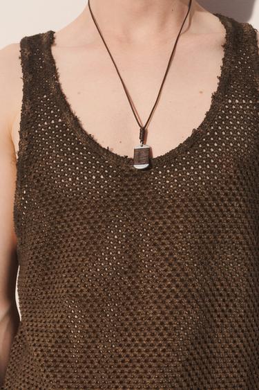 CROCHET KNIT TANK TOP - Brown by Zara - Image 2