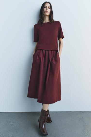 MIDI DRESS - Burgundy by Zara
