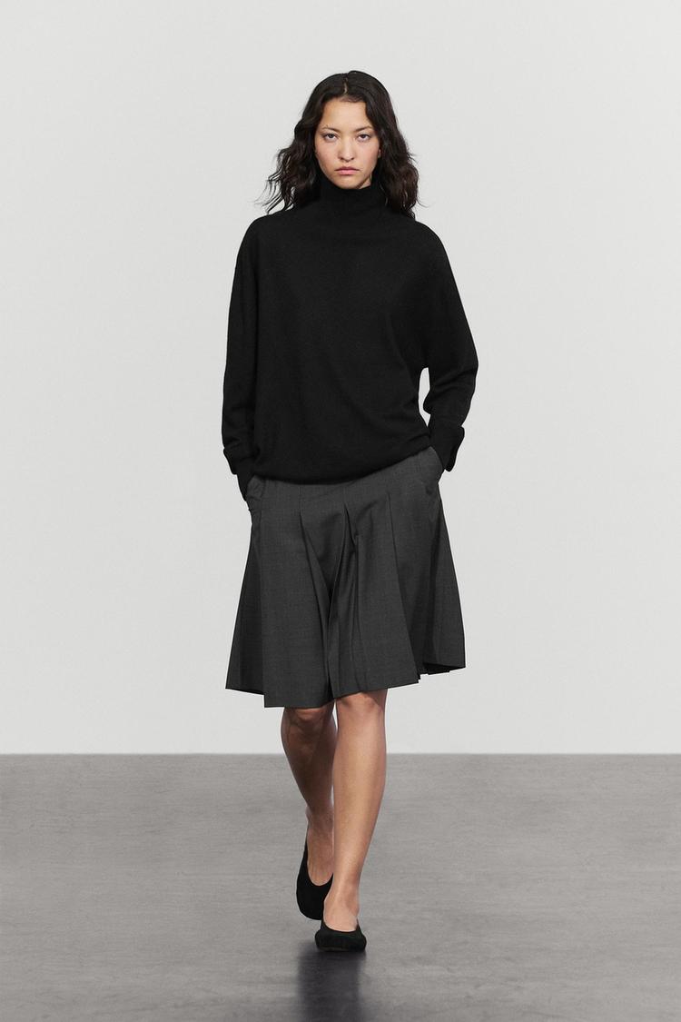 Wool blend pleated skirt — Black