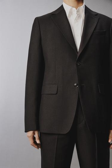 HOUNDSTOOTH SUIT BLAZER - Dark brown by Zara - Image 5