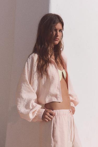 VESTE COURTE FLUIDE - Rose craie de Zara - Image 3