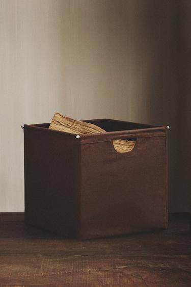 CANVAS FIREPLACE BASKET - Brown by Zara