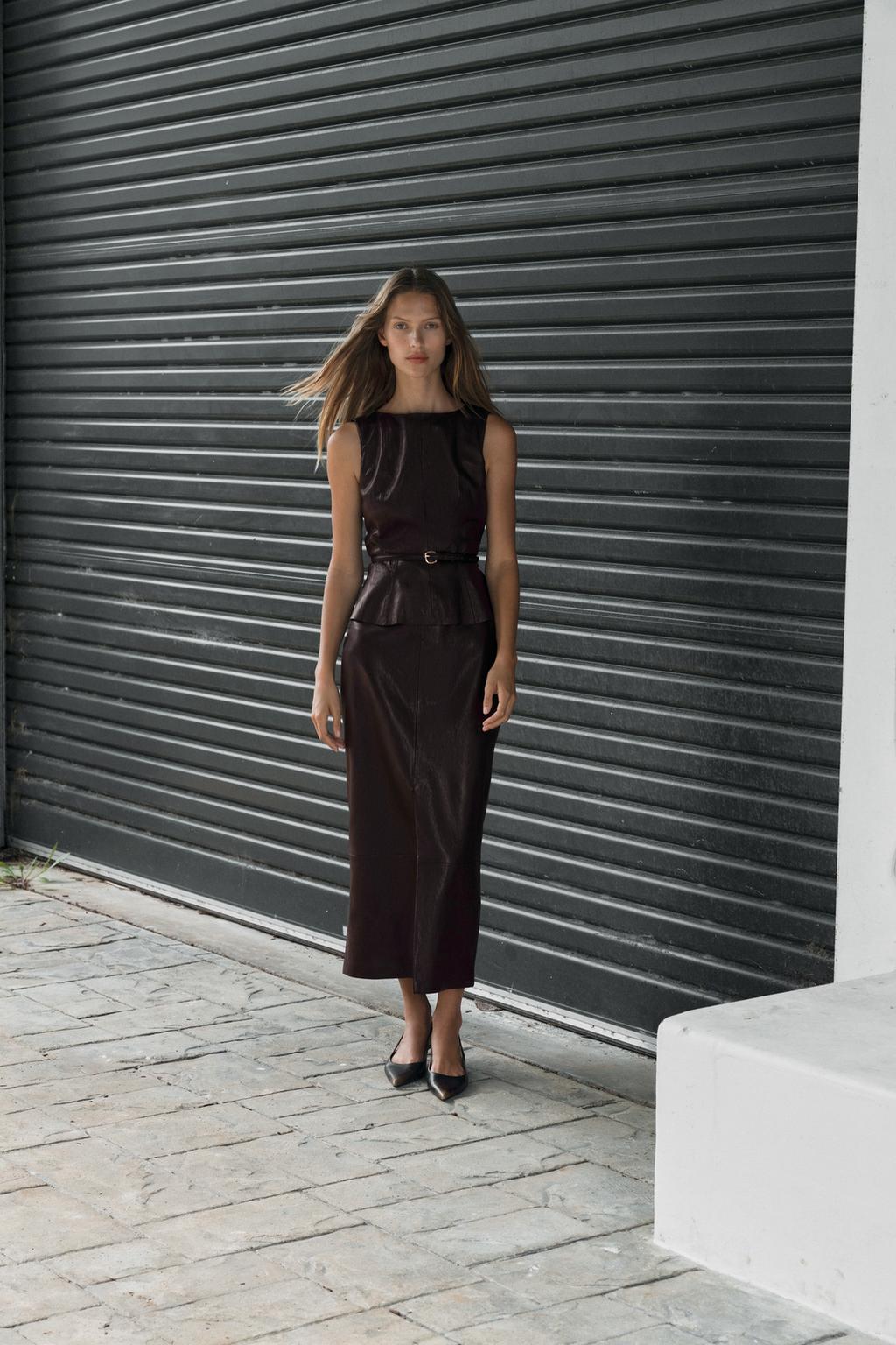 FAUX LEATHER BELTED TOP - image 2