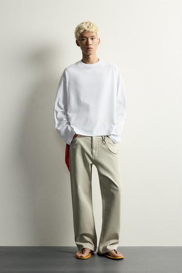 RELAXED FIT LONG SLEEVE T-SHIRT - White by Zara - Image 0