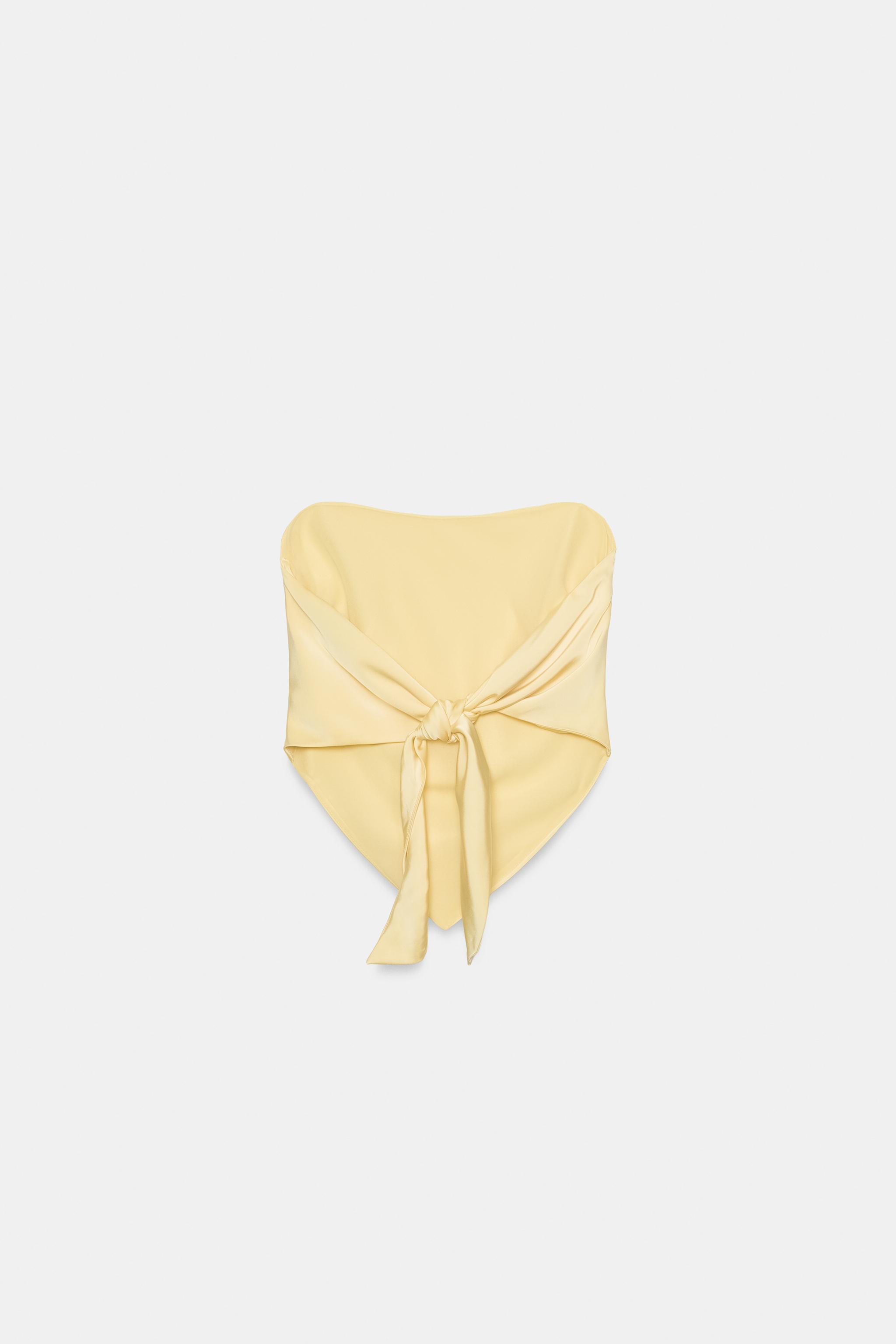SATIN EFFECT TIE BANDEAU TOP