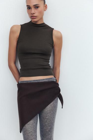 Zara COTTON MODAL TOP - Dark brown - Image 0