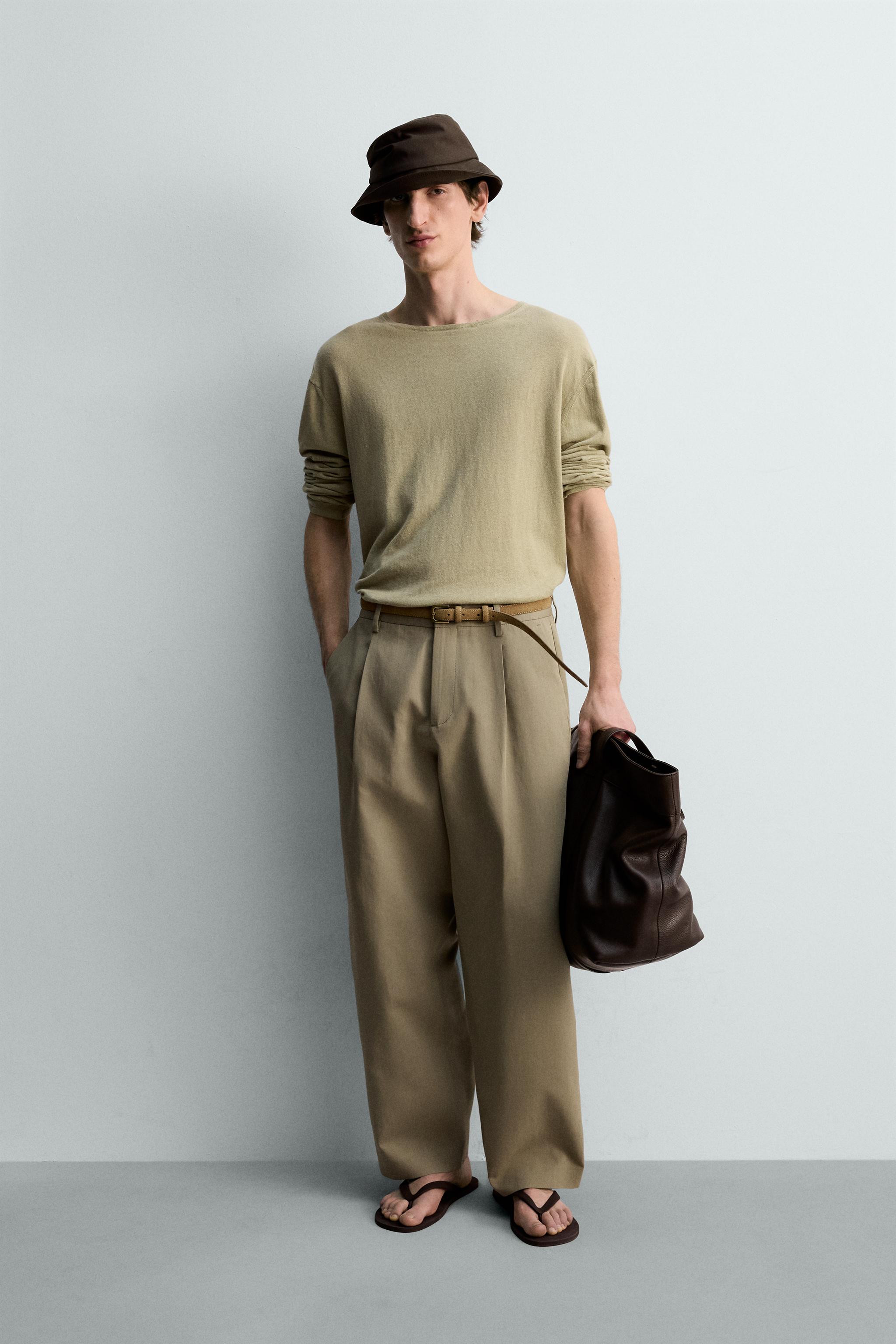 Легкий трикотажный свитер из хлопка и льна