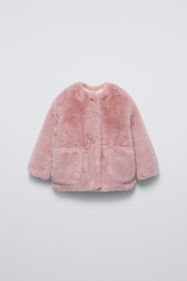 Zara FAUX FUR JACKET - Pink