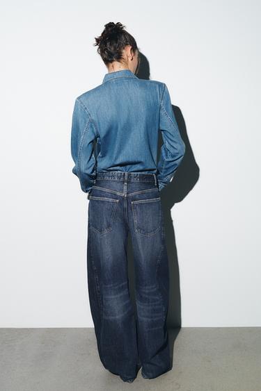 HIGH-WAIST TRF OVERSIZE BALLOON JEANS - Navy blue by Zara - Image 4